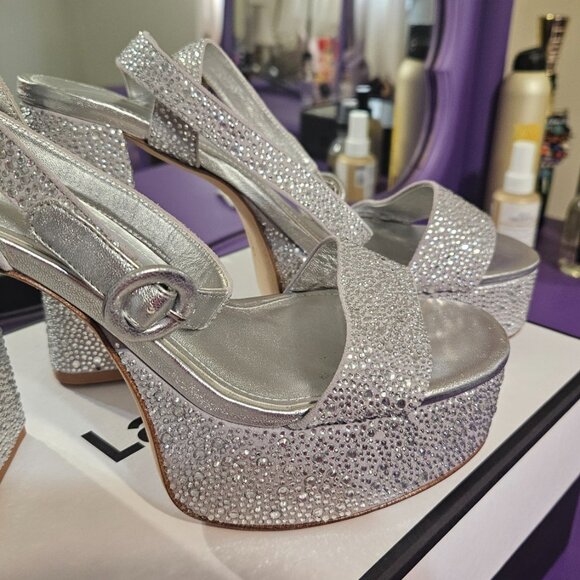 Larroude Dolly Crystal Sandal in Gray - Picture 1 of 6